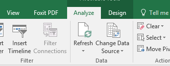 Refresh Button in Pivot Table Image