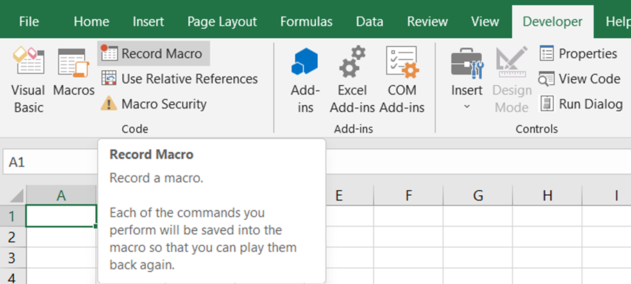 Record Macro in Excel