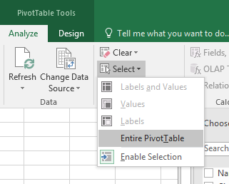 Delete Structure in Pivot Table