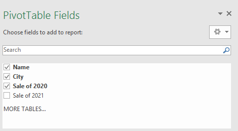 pivot table example