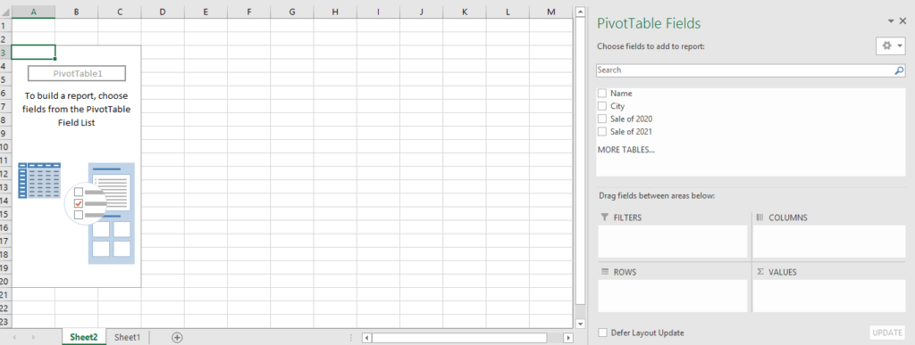 pivot table window