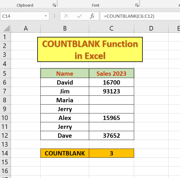 Countblank Function