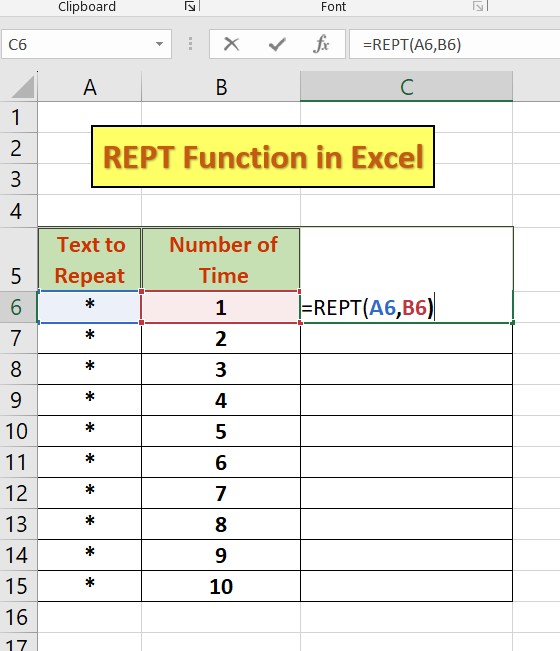 REPT Function Formula