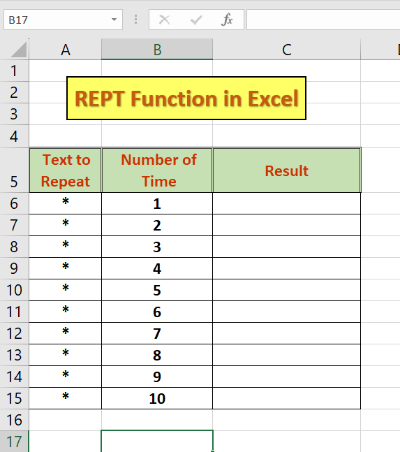 REPT Function in Excel