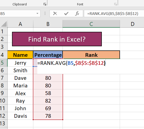 RANK AVG Formula